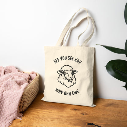 Funny Sheep Quote Cotton Canvas Tote Bag