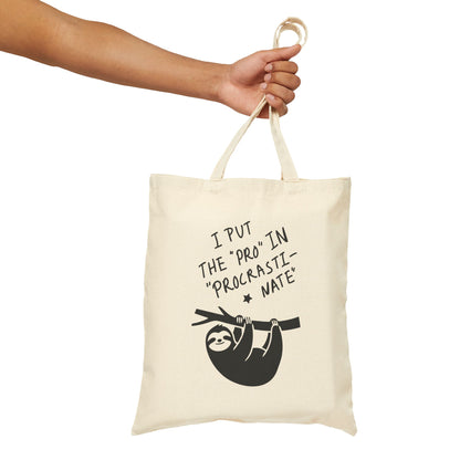 “I Put the Pro in Procrastinate” Sloth Eco Shopper Canvas Tote Bag