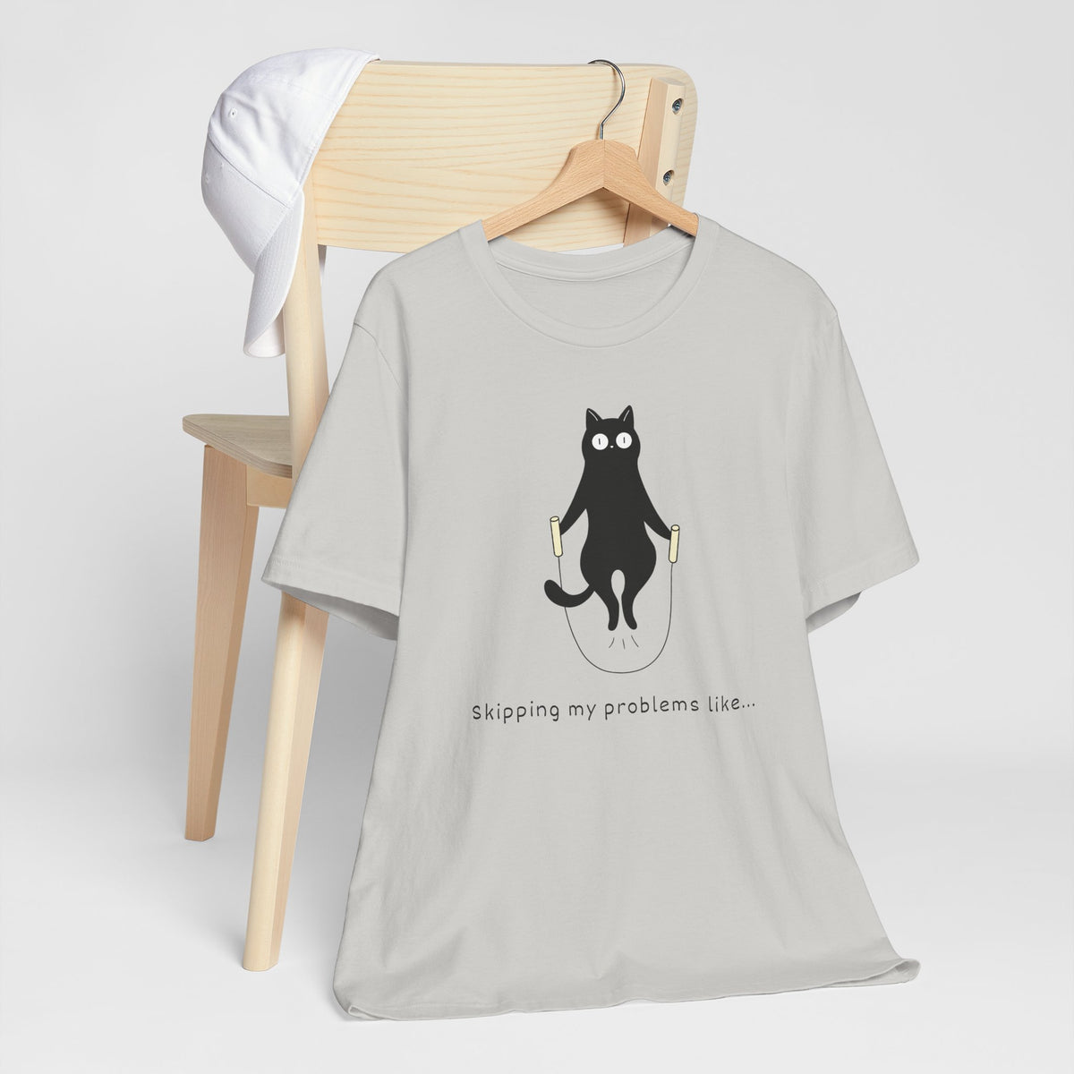 Skipping My Problems Like - Funny Cat Jump Rope Tee Shirt