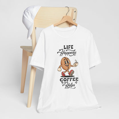 Life Happens Coffee Helps - Retro Coffee Bean Graphic T-Shirt