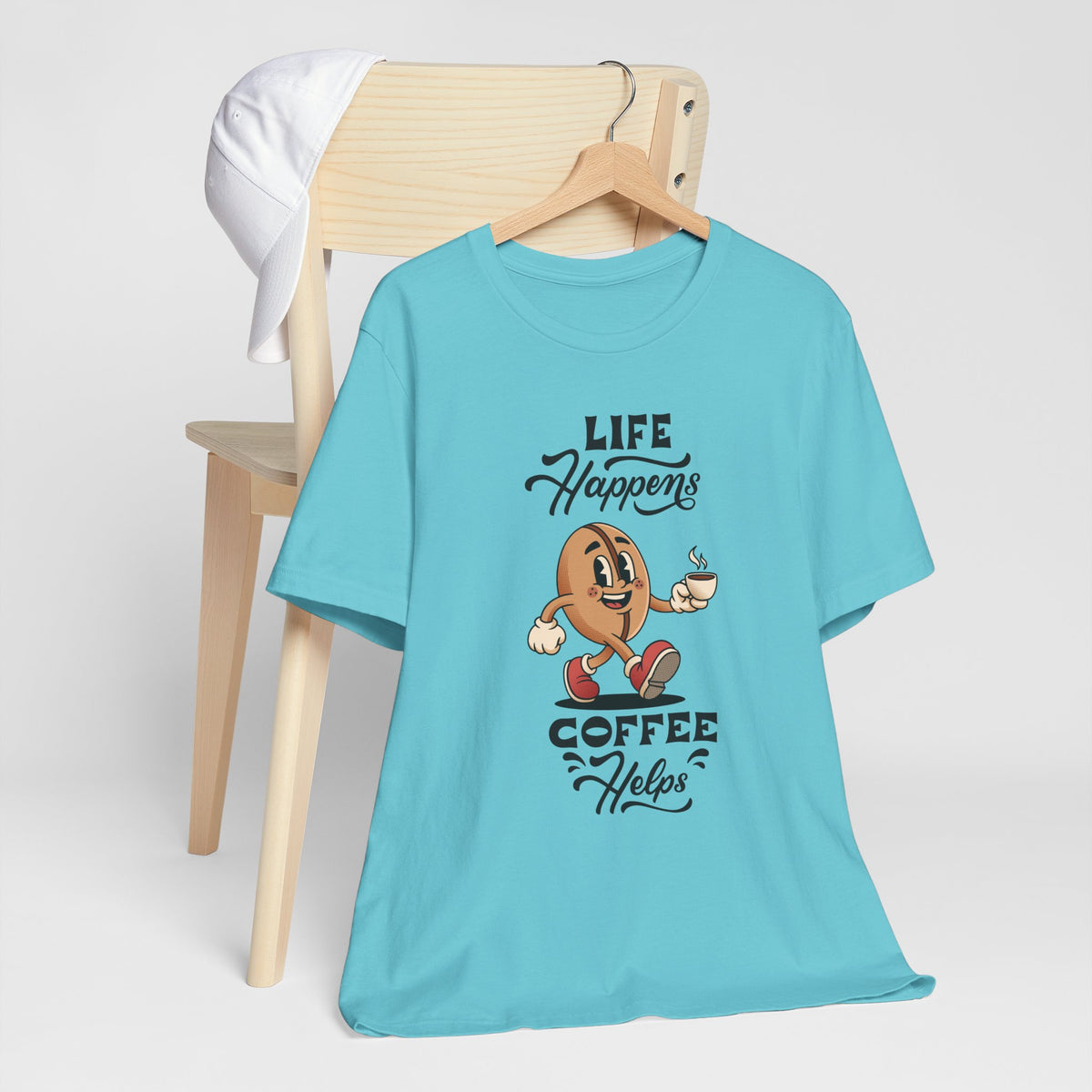 Life Happens Coffee Helps - Retro Coffee Bean Graphic T-Shirt