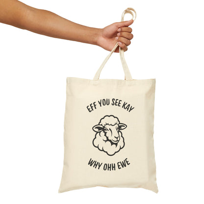Funny Sheep Quote Cotton Canvas Tote Bag