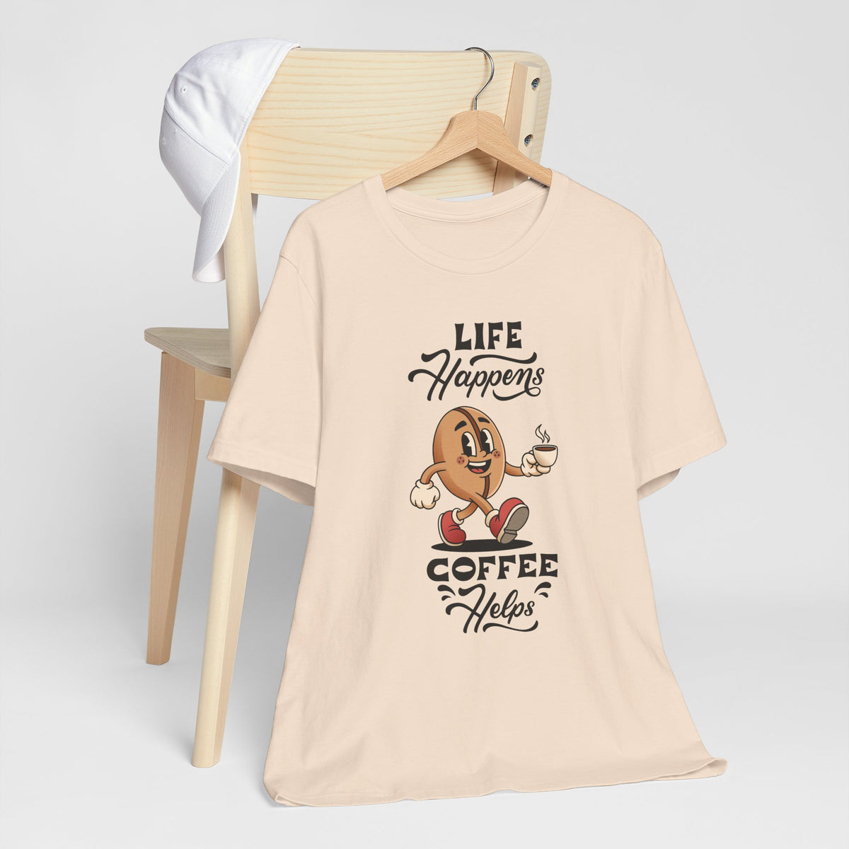 Life Happens Coffee Helps - Retro Coffee Bean Graphic T-Shirt