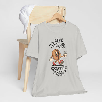 Life Happens Coffee Helps - Retro Coffee Bean Graphic T-Shirt