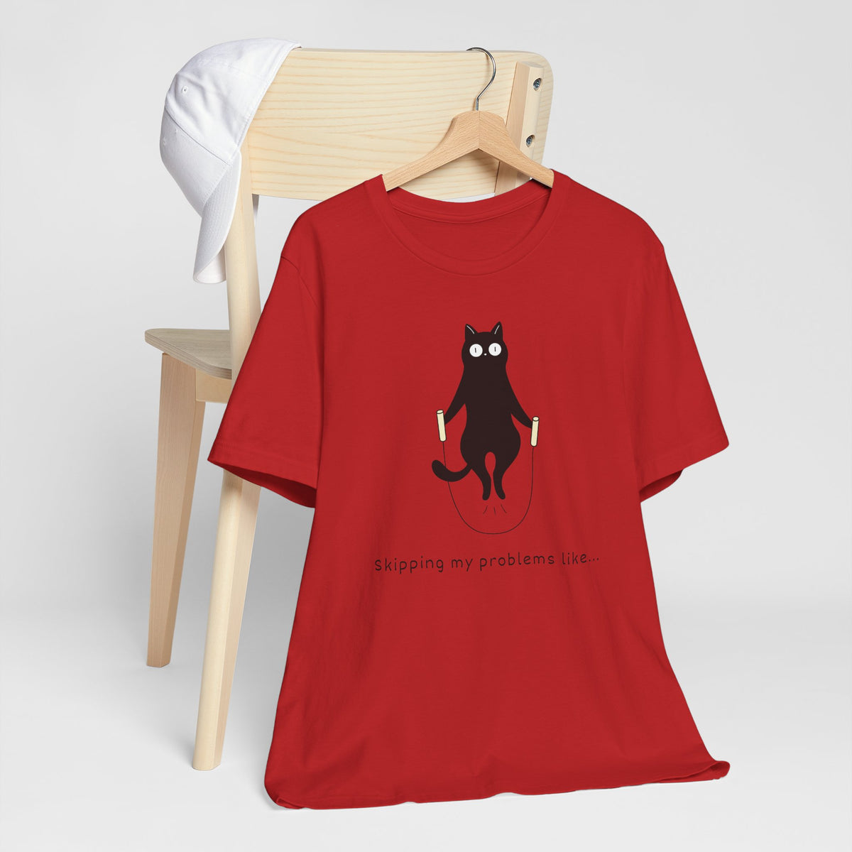 Skipping My Problems Like - Funny Cat Jump Rope Tee Shirt