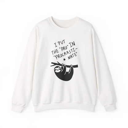 "I Put the 'Pro' in Procrasti-nate" - Procrastination Sloth Crewneck Sweatshirt