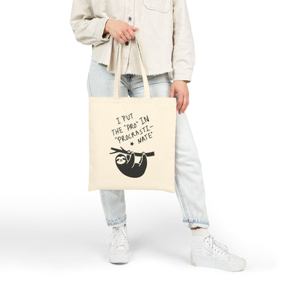 “I Put the Pro in Procrastinate” Sloth Eco Shopper Canvas Tote Bag