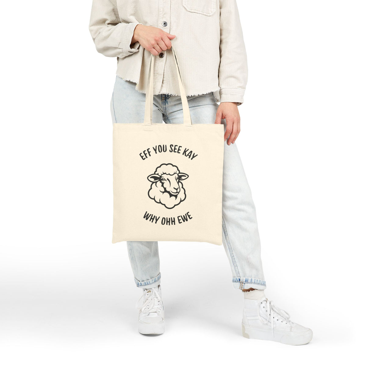 Funny Sheep Quote Cotton Canvas Tote Bag