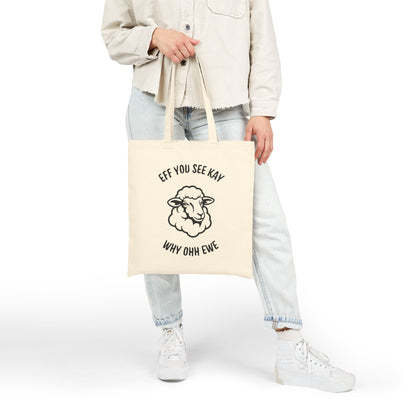Funny Sheep Quote Cotton Canvas Tote Bag