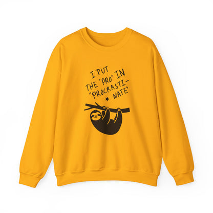 "I Put the 'Pro' in Procrasti-nate" - Procrastination Sloth Crewneck Sweatshirt