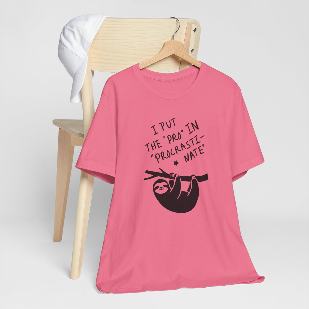 Procrastinating Sloth “I Put the ‘Pro’ in Procrastinate” Funny Graphic T-Shirt