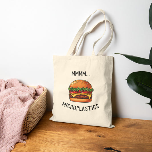 “Mmmm… Microplastics” Eco Awareness Cotton Canvas Tote Bag