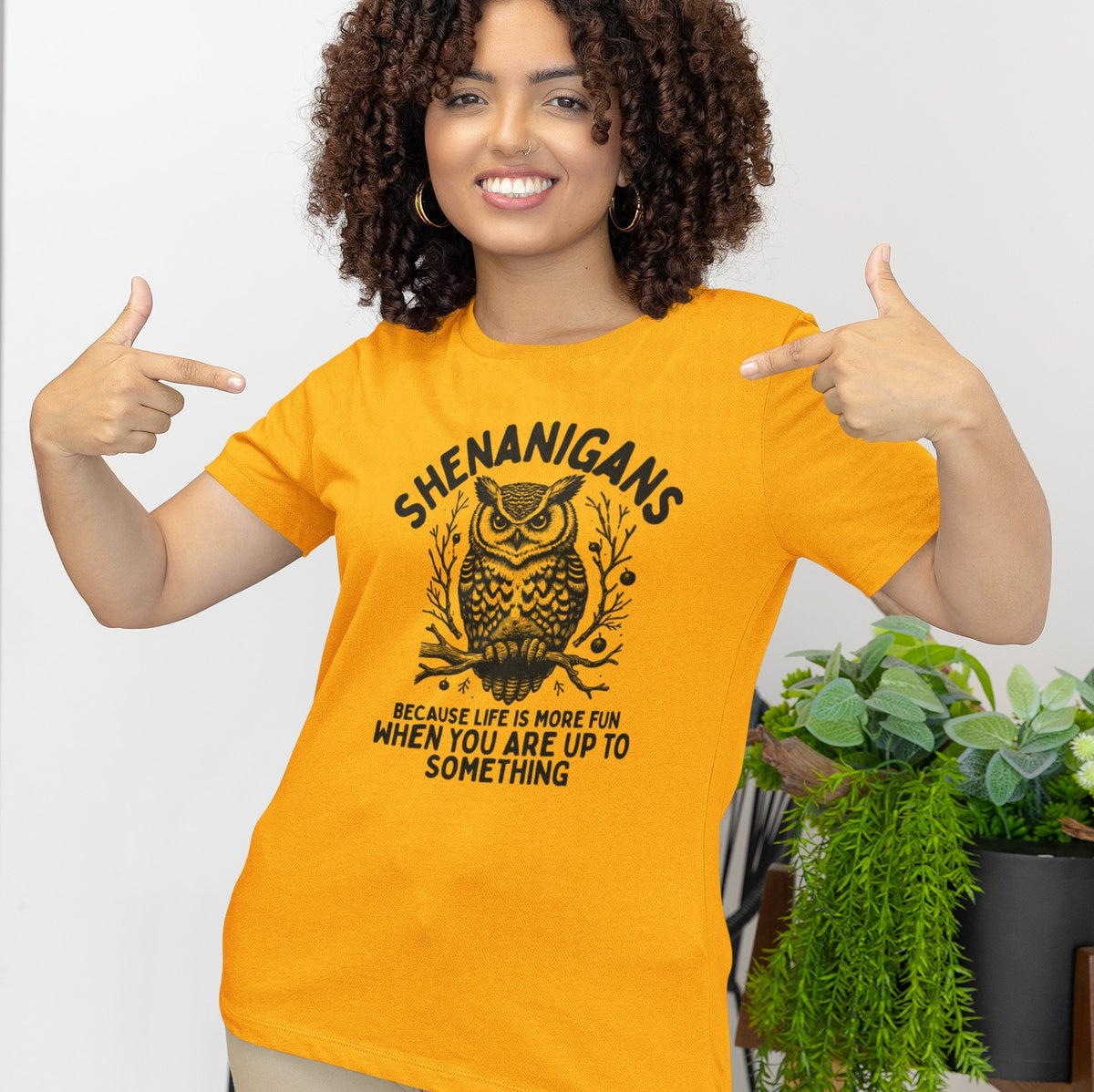 Shenanigans Because Life Is More Fun When You Are Up To Something - Clever Owl Tee Shirt