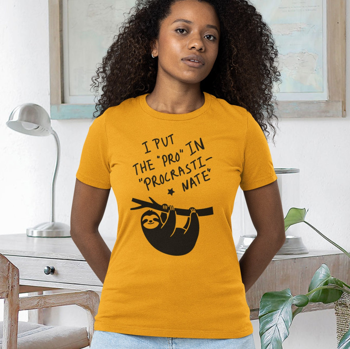 Procrastinating Sloth “I Put the ‘Pro’ in Procrastinate” Funny Graphic T-Shirt