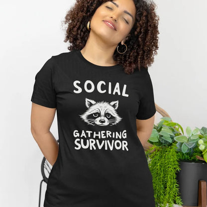 Social Gathering Survivor - Raccoon Introvert T-Shirt